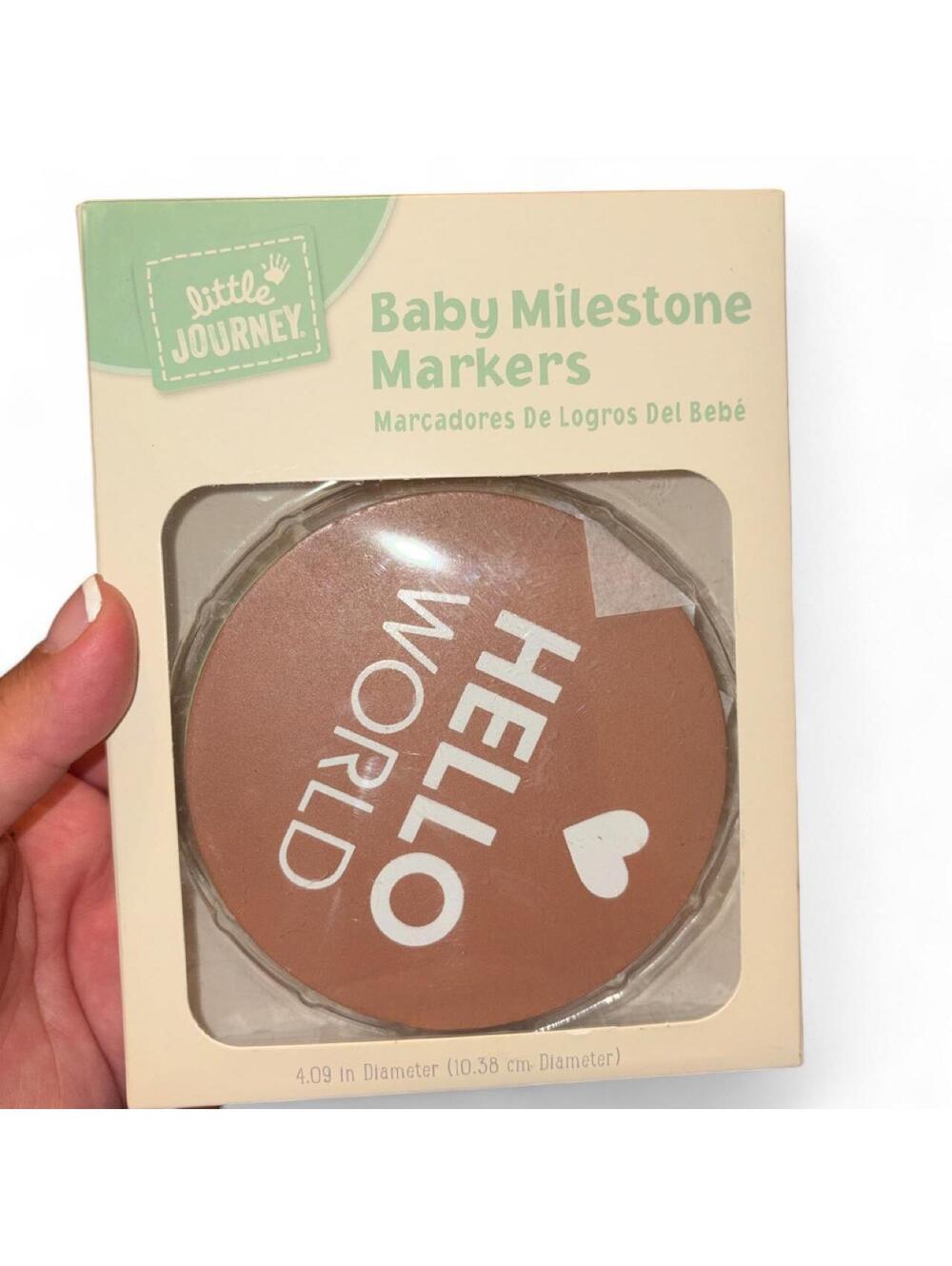 Little Journey Baby Milestone Markers - Brown Hello World Monthly Photo Prop Set